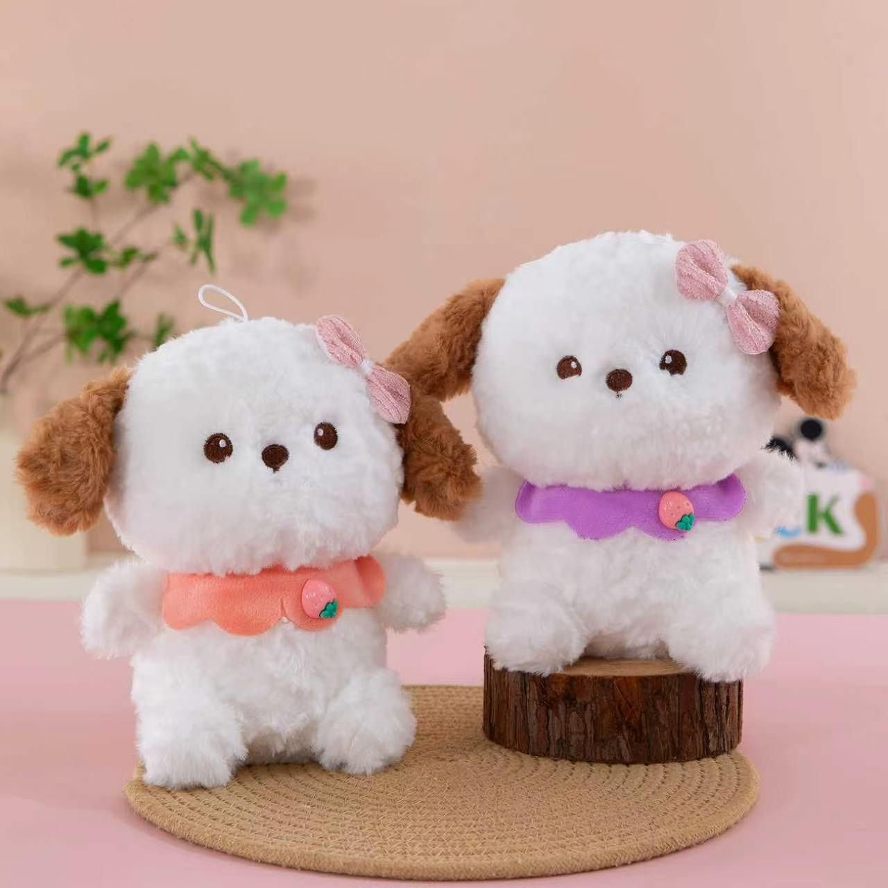 Cute Puppy Plush Toy with Bow | Soft & Cuddly Stuffed Dog Toy | Adorable Kids Gift | Imported Skin | 20-23 Cm | Assorted Colors | OPP Packing