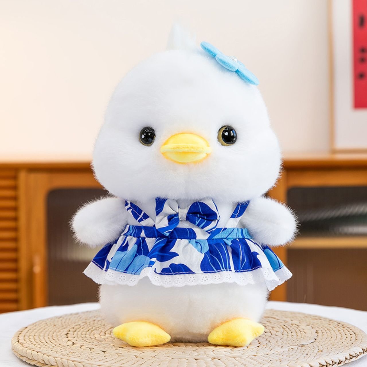 Cute Duck Plush Toy with Floral Dress | Soft & Cuddly Stuffed Duck Doll for Kids | Washable & Imported Skin | 20-23 Cm | Assorted Colors | OPP Packing - Image 2