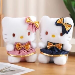 Cute Hello Kitty Plush Toy for Kids with Bow Dress | Soft & Cuddly Toy | Adorable Decorative Toy | Imported & Washable Skin | 28 Cm | Assorted Colors | OPP Packing