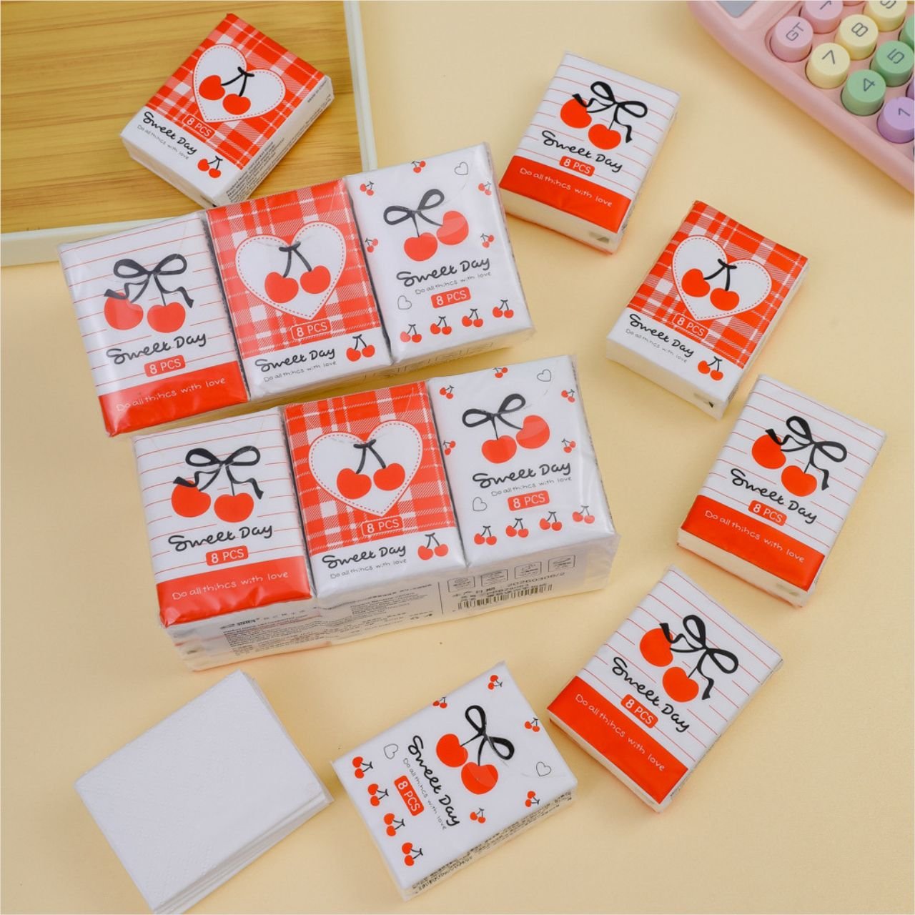 Pocket Tissue Paper Pack | 3 Ply Disposable Facial Tissue | Soft, Skin & Travel Friendly | 8 Sheets Per Pack | 9 Pack in Bundle | Assorted Cartoon Prints | OPP Packing - Image 11