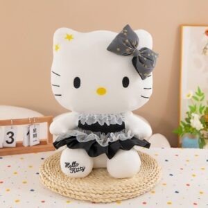 Cute Hello Kitty Plush Toy with Bow | Soft & Cuddly Stuffed Toy | Black & White Dress | Washable & Imported Skin | 40-45 Cm | OPP Packing