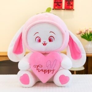 Cute Bunny Plush Toy with Heart Pillow | Soft & Cuddly Stuffed Toy for Kids | Adorable Rabbit Design | Imported Skin | 40-45 Cm | OPP Packing