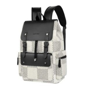 Premium PU Leather Laptop Backpack | Woven Pattern | Multi Compartment | Unisex Travel Backpack | Drawstring Closure | 26x17x43 Cm | Assorted Colors | OPP Packing
