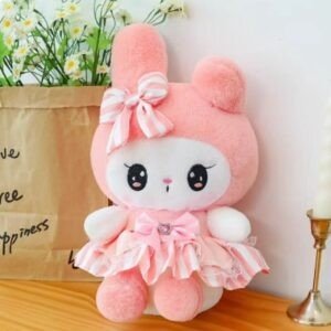 Cute Kawaii My Melody Plush Toy | Cute Pink Bunny Stuffed Toy | Soft & Cuddly Character Doll with Bow Dress | Imported Skin | 30 Cm | OPP Packing