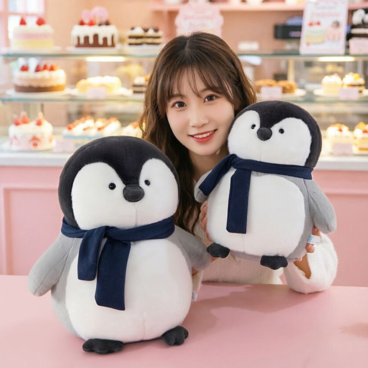 Cute Penguin Plush Toy with Scarf for Kids | Soft & Huggable | Washable & Imported Skin | 25 Cm | OPP Packing - Image 2