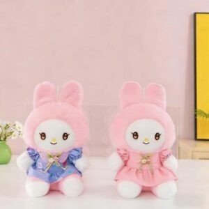 Cute My Melody Plush Toy | Soft Stuffed Rabbit Doll | Adorable Dress Design | Imported Skin | 22 Cm | Assorted Colors | OPP Packing