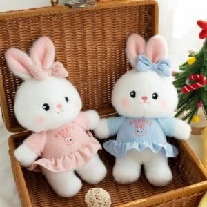 Cute Bunny Plush Toy | Soft & Cuddly Rabbit Stuffed Toys | Adorable Bunny Design with Bow Dresses | Imported Skin | 22 Cm | Assorted Colors | OPP Packing