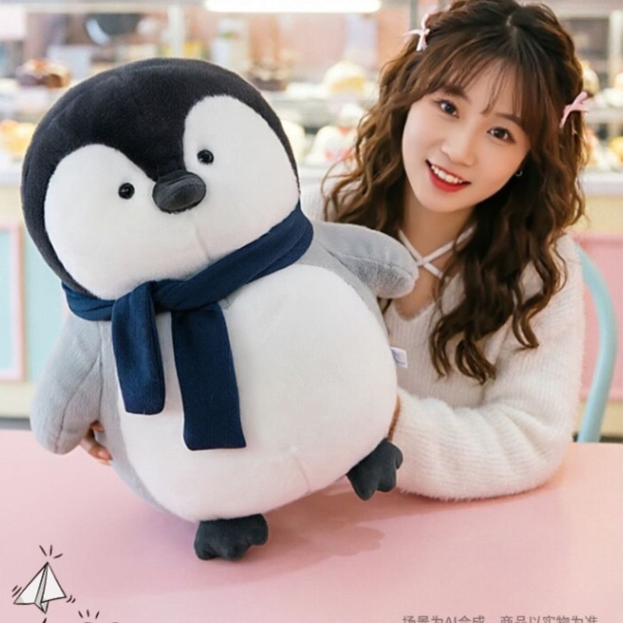 Cute Penguin Plush Toy with Scarf for Kids | Soft & Huggable | Washable & Imported Skin | 25 Cm | OPP Packing - Image 3
