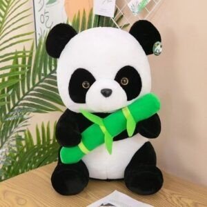 Cute Panda Plush Toy with Bamboo | Soft & Cuddly Stuffed Toy for Kids | Adorable Panda Design | Imported Skin | 40-45 Cm | OPP Packing