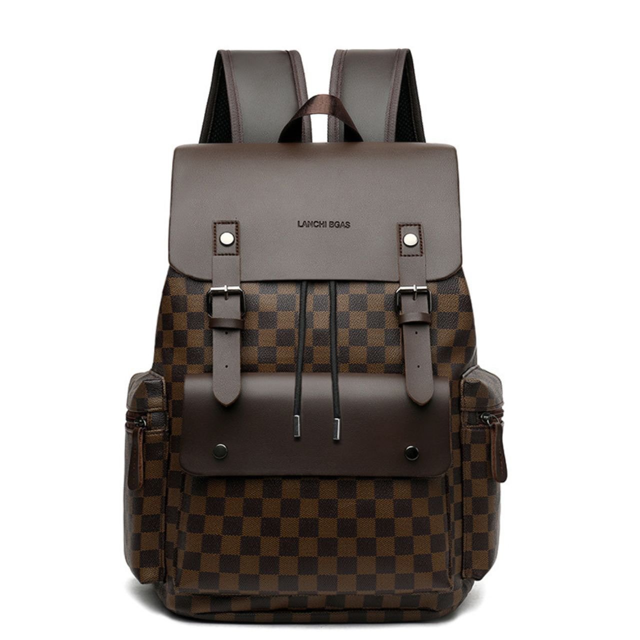 Premium PU Leather Laptop Backpack | Multi Compartment | Unisex Travel Backpack | Drawstring Closure | 28x18x43 Cm | Assorted Colors | OPP Packing