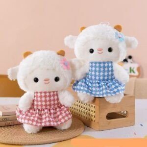 Cute Lamb Plush Toy in Floral Dress | Soft & Cuddly Stuffed Animal Toy | Adorable Kids Gift | Imported Skin | 20-23 Cm | Assorted Colors | OPP Packing