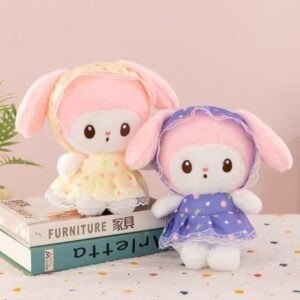 Cute My Melody Plush Toy In Floral Dress | Soft Kawaii Stuffed Toy | Adorable Gift | Washable & Imported Skin | 22 Cm | Assorted Colors | OPP Packing