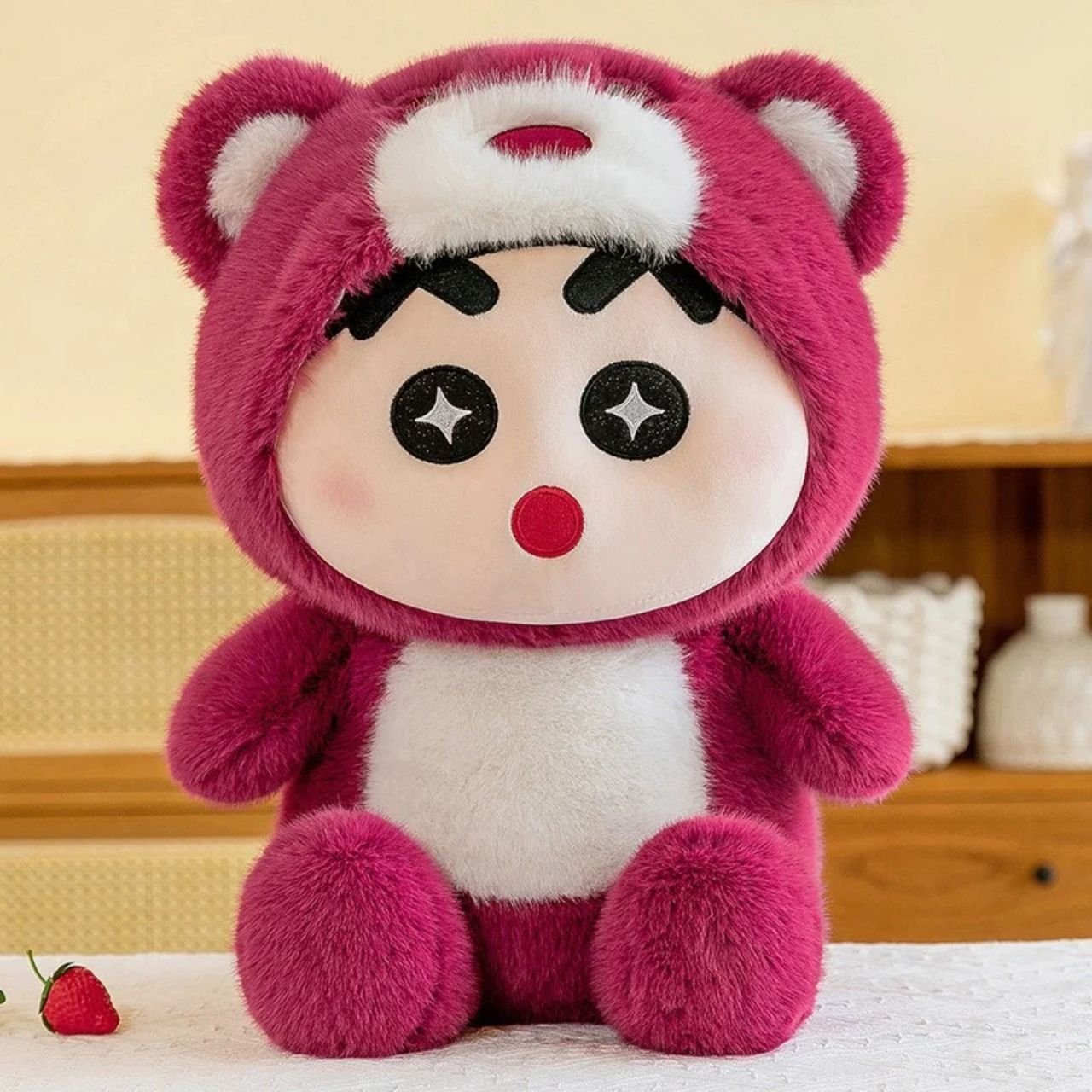 Cute Kawaii Bear Plush Toy for Kids | Soft Stuffed Doll with Starry Eyes | Washable & Imported Fabric | 45 Cm | OPP Packing